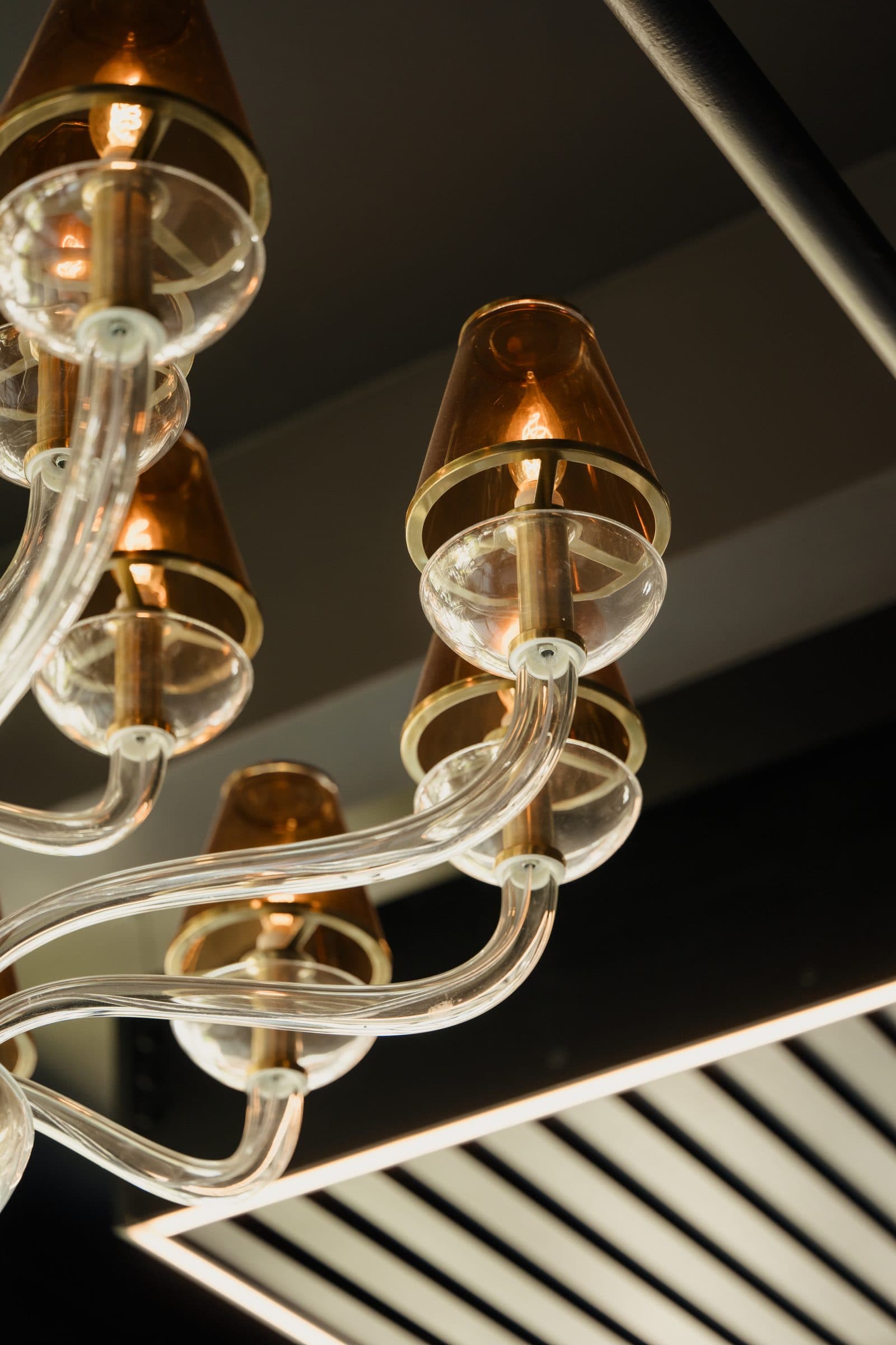 Glass chandelier over the G.Grant dining room