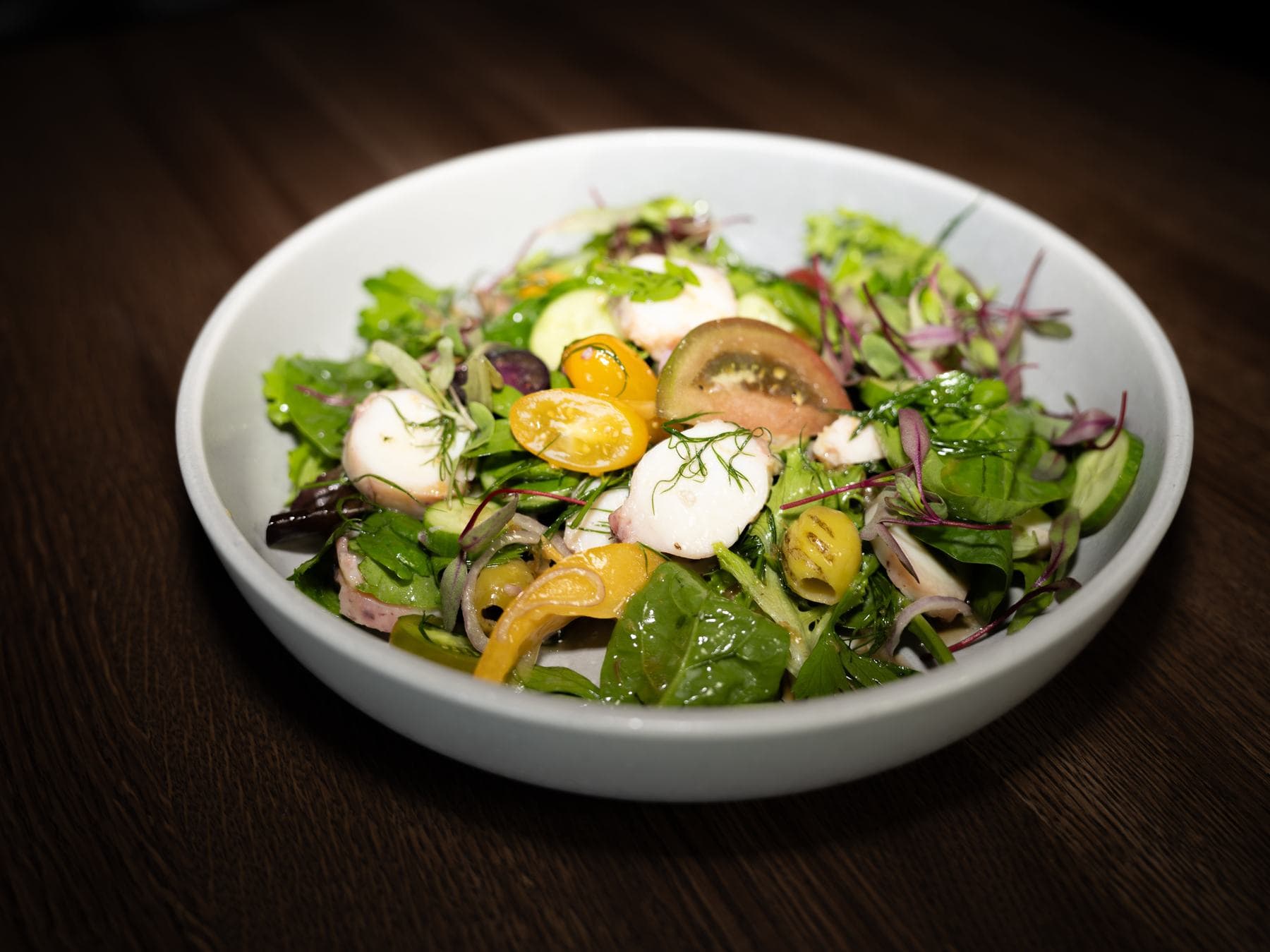 Octopus salad with grilled olives