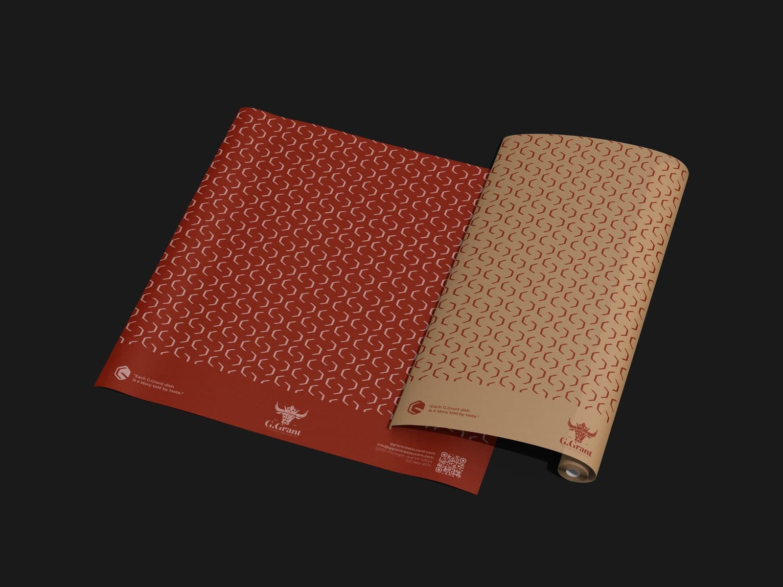 G.Grant wrapping paper in red and kraft